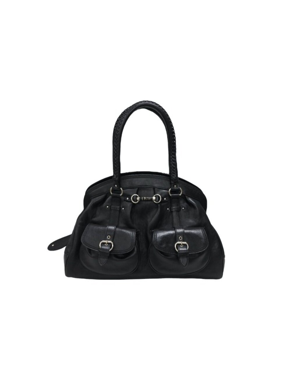 Dior Handbag Leather Black Silver